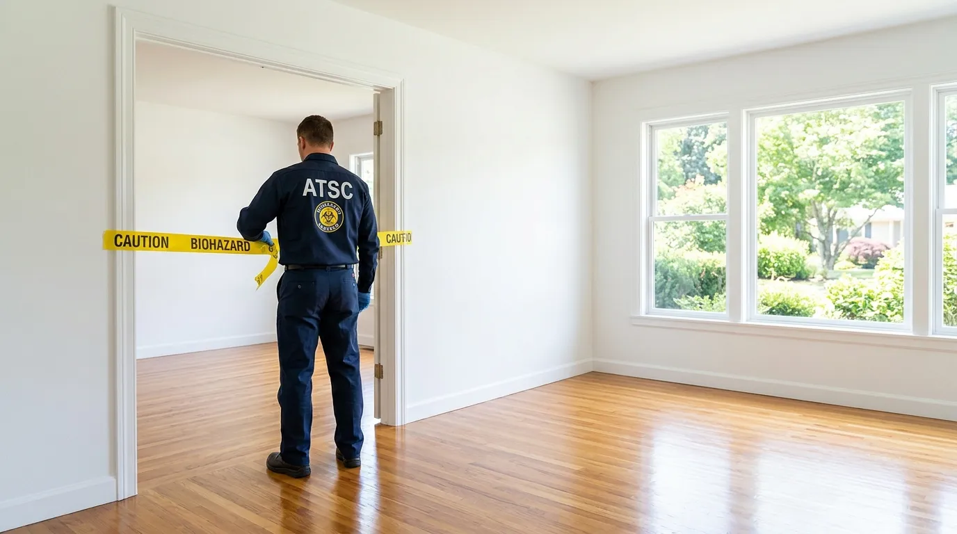 Certified biohazard cleanup crew performing Decomposition Cleanup in Coram